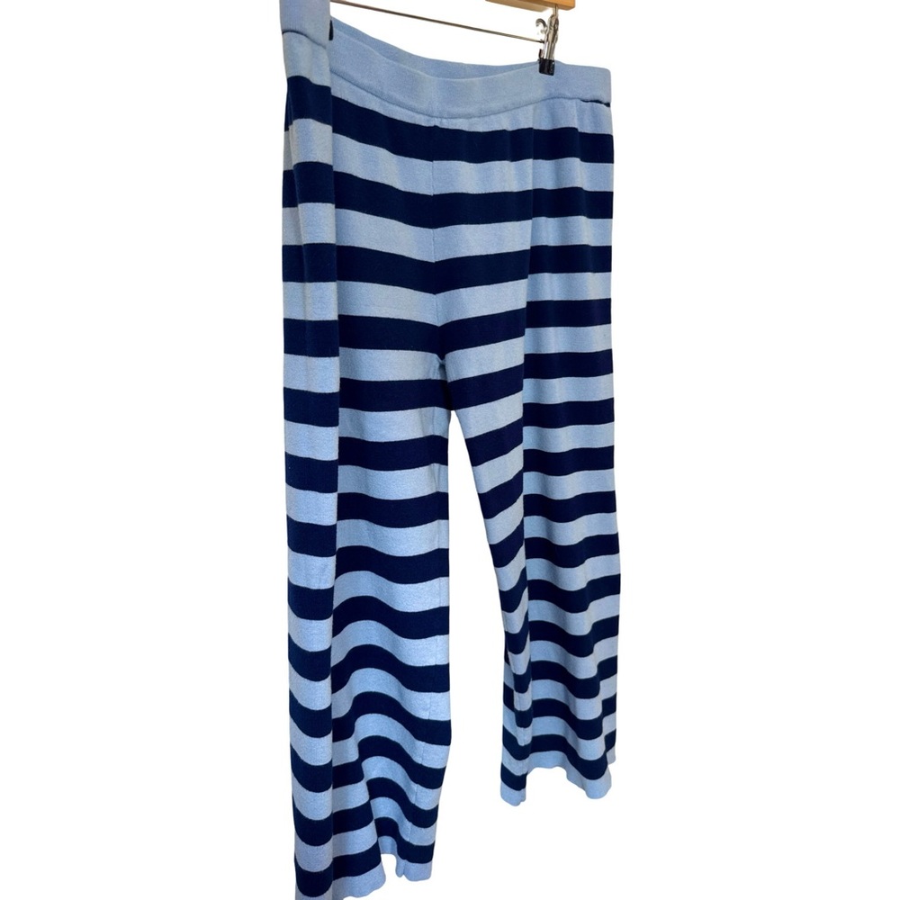 BOHME Joey Striped Wide Leg Pants in Navy Size XL Worn Once - Picture 8 of 9